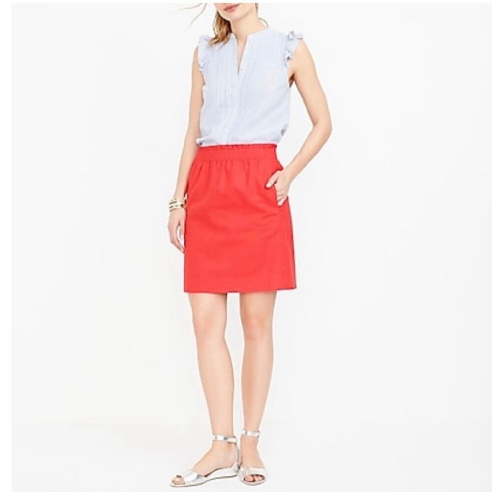 J.CREW Linen Sidewalk Elastic Mini‎ Skirt Red